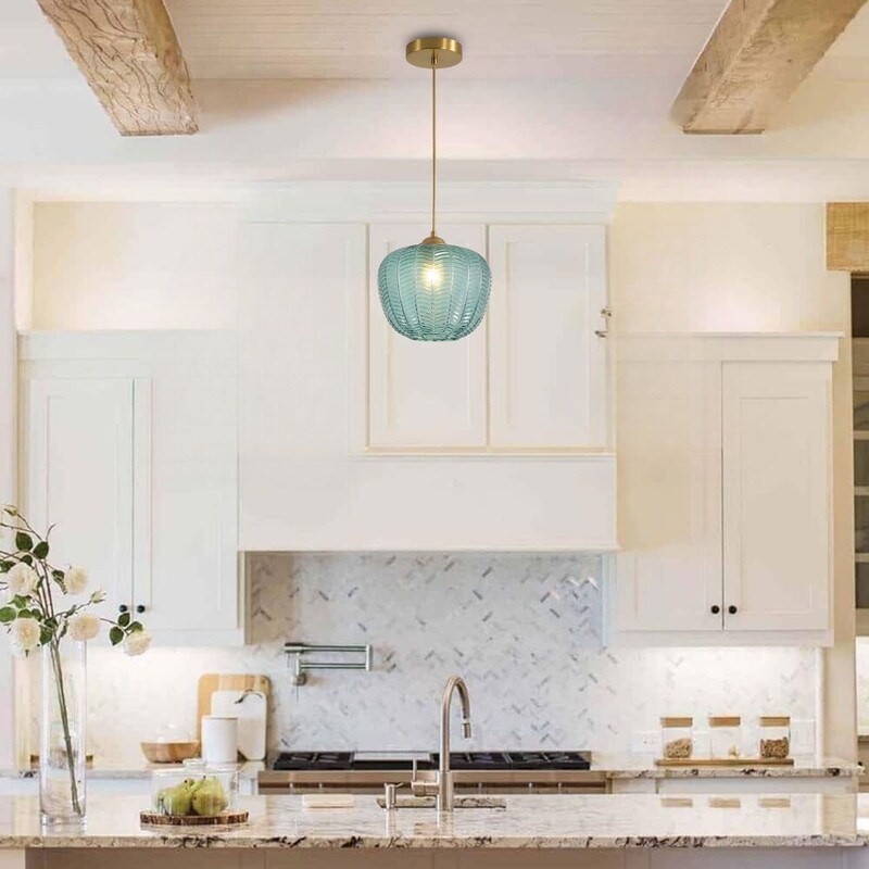 Contemporary light fixtures green kitchen island lights glass metal Pendant lights
