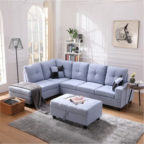 baby blue sectional sofa
