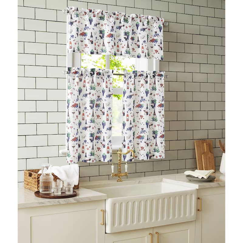 Tribeca Wine Kitchen Curtain Set with Valance & Tiers