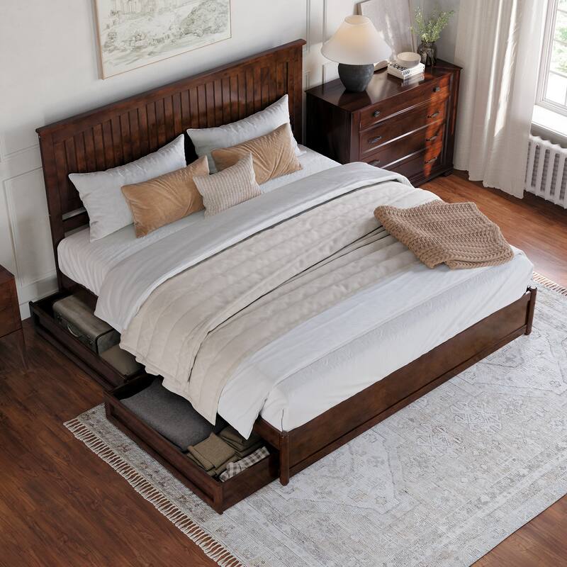 Malta Platform Bed with Panel Footboard and Storage Drawers