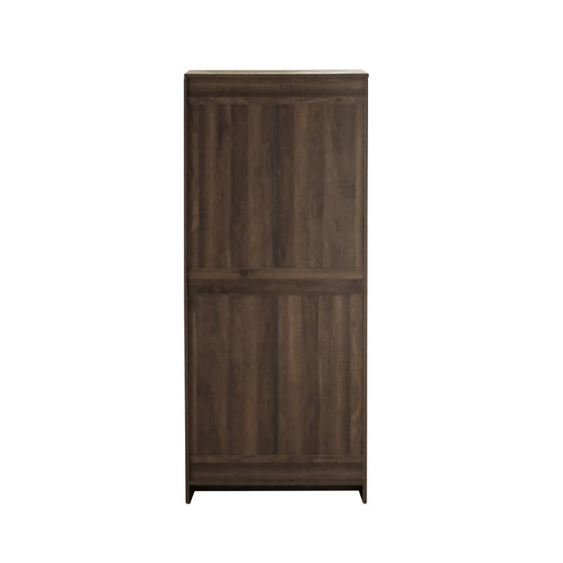 2-Door Wardrobe with Hanging Rods and Shelves - Spacious Bedroom Armoire Clothes Storage Cabinet, Folding Area and Hanging Area