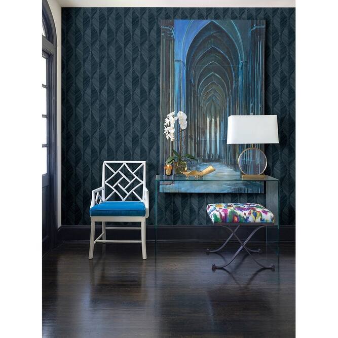 Advantage Oresome Indigo Ogee Wallpaper