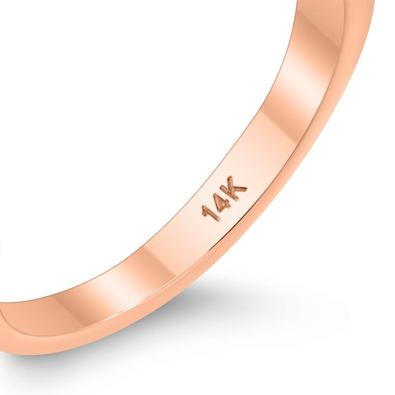 14K Rose Gold Thin Beaded Center 1mm Stackable Band