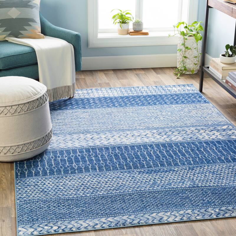 Livabliss Lovato Bohemian Block Print Area Rug - Navy - 5'3" x 7'3"