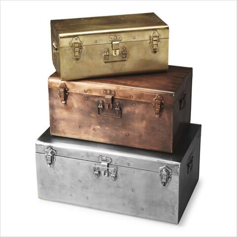 Modern Hors D'oeuvres Rectangular Iron Storage Trunk Set - Assorted