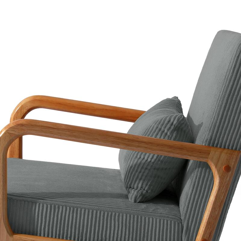25" W Mid Century Upholstered Wood Accent Chair with Pillow set of 2