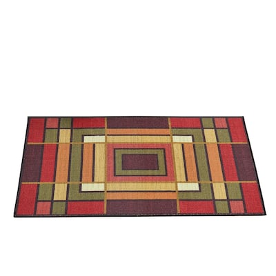 Elegant Color Block Skid-Resistant Accent Rug