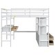 preview thumbnail 35 of 34, Full Size Loft Bed with 2 Drawers and Shelves, Built-in Desk, Solid Wood Loft Bed Frame with Ladder and Full Length Guardrail