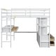 preview thumbnail 7 of 11, White Bedroom Full Size Loft Bed with Storage Shelves and Drawers and Built-in Desk with 2 Drawers