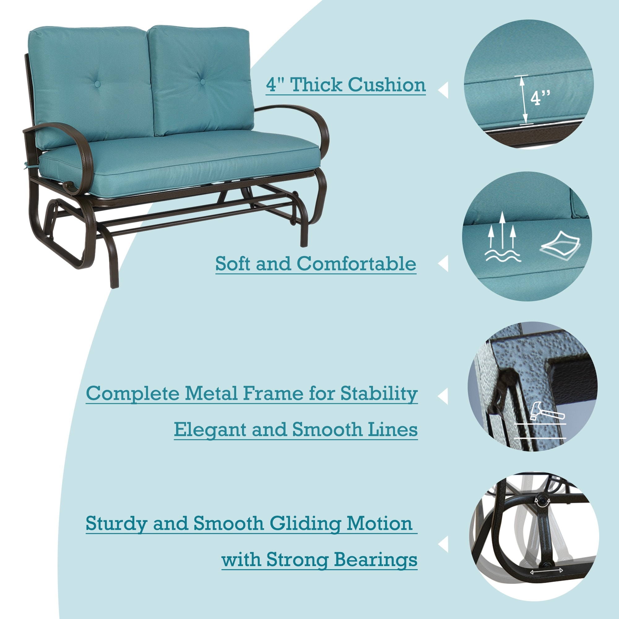 Kozyard Cozy Two Rocking Love Seats Glider Swing-image