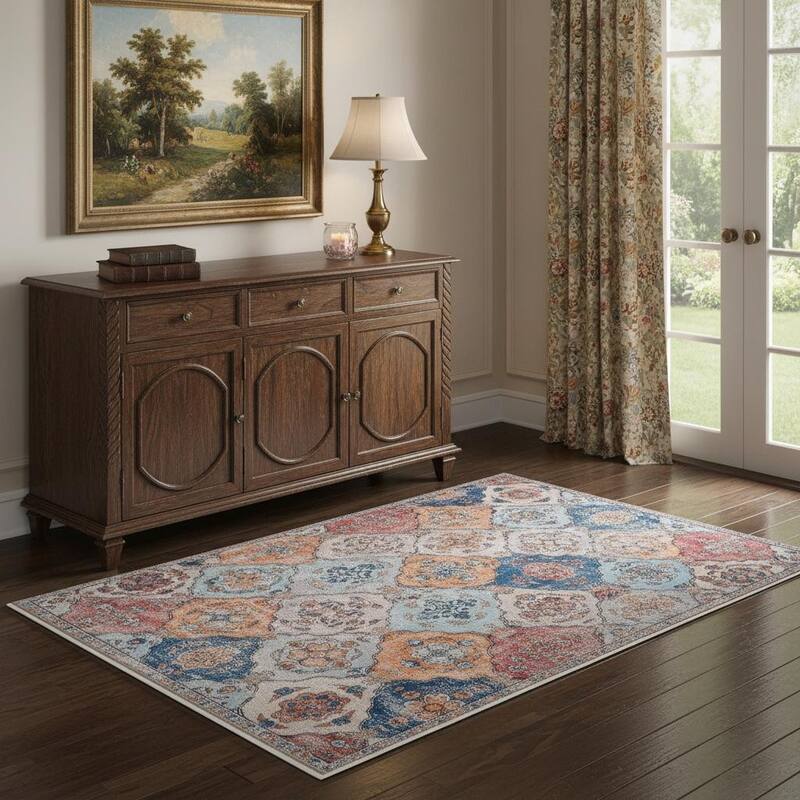 HomeRoots Patchwork Traditional Rectangle Area Rug - 4' X 6'