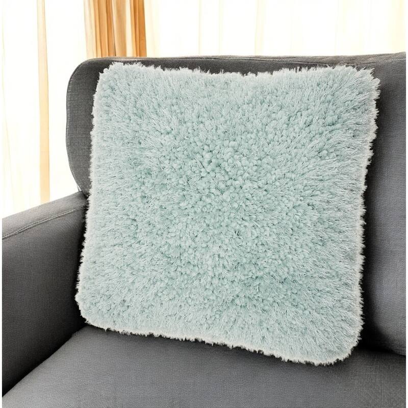 HomeRoots 20" Celadon Shag Throw Pillow with Texture