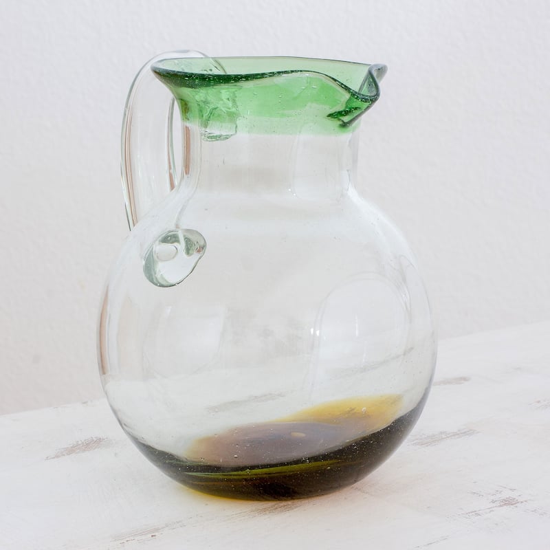Novica Handmade Palm Beach Recycled Glass Pitcher