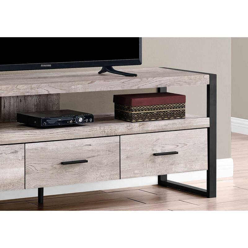 Modern 59-Inch Wood Media Console with 2 Drawers and Open Shelves Fits TVs Up to 60 Inch - 59”L x 15.5”W x 21.75”H