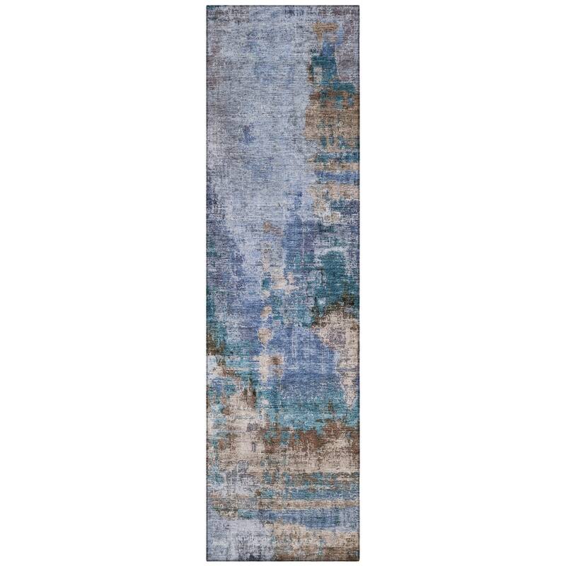 Machine Washable Indoor/ Outdoor Abstact Contemporary Chantille Rug