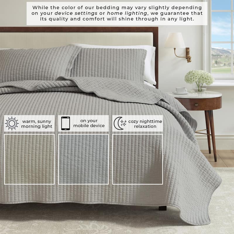 Linery & Co. Detailed Channel Stitch Quilt Set With Shams.