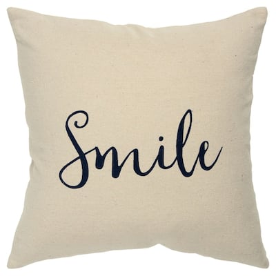 Natural Quote "Smile" Decorative Pillow