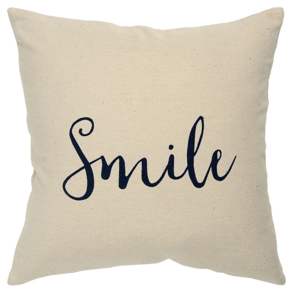 Natural Quote "Smile" Decorative Pillow