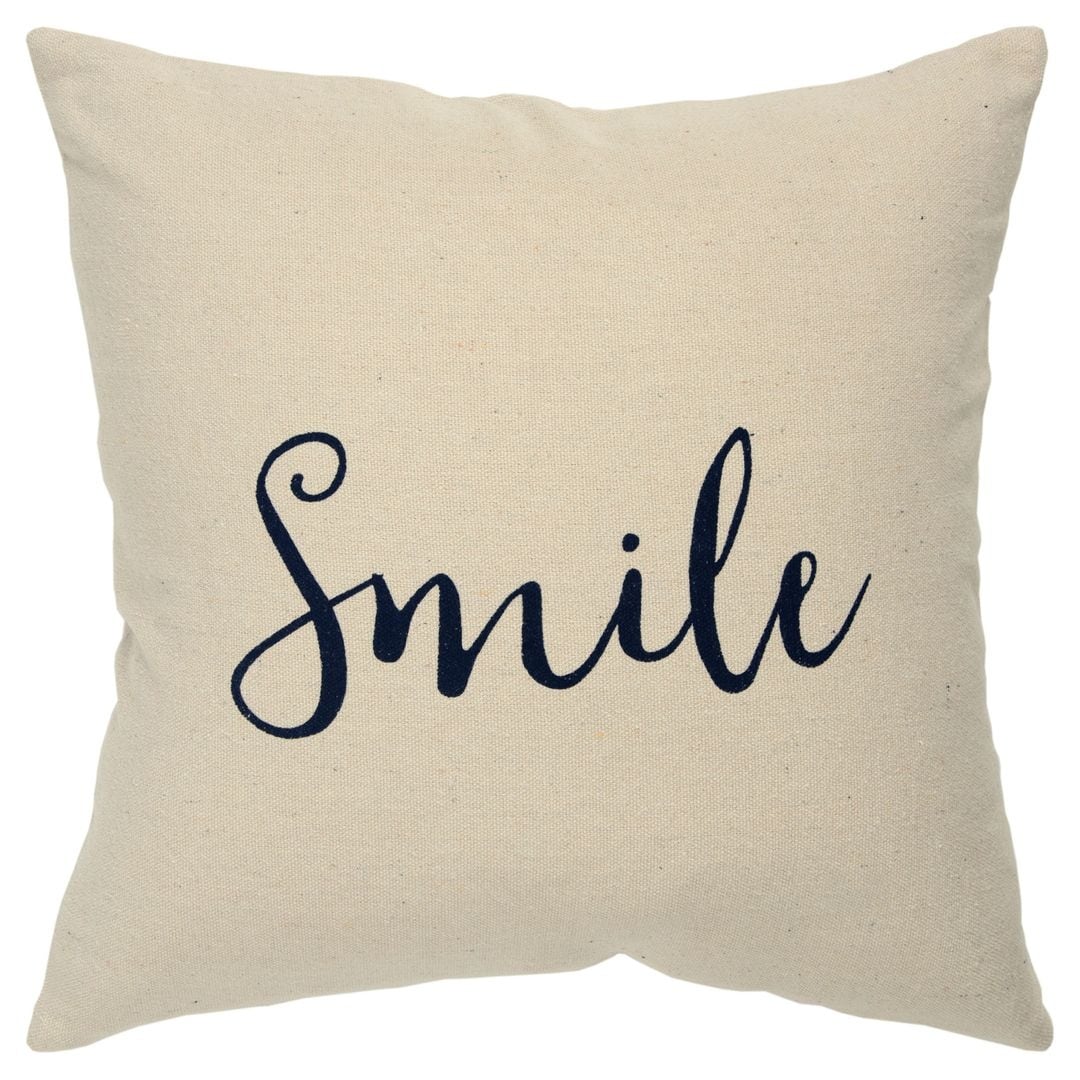Natural Quote "Smile" Decorative Pillow