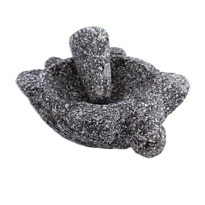 NOVICA Handmade Turtle Tradition Ii Basalt Molcajete