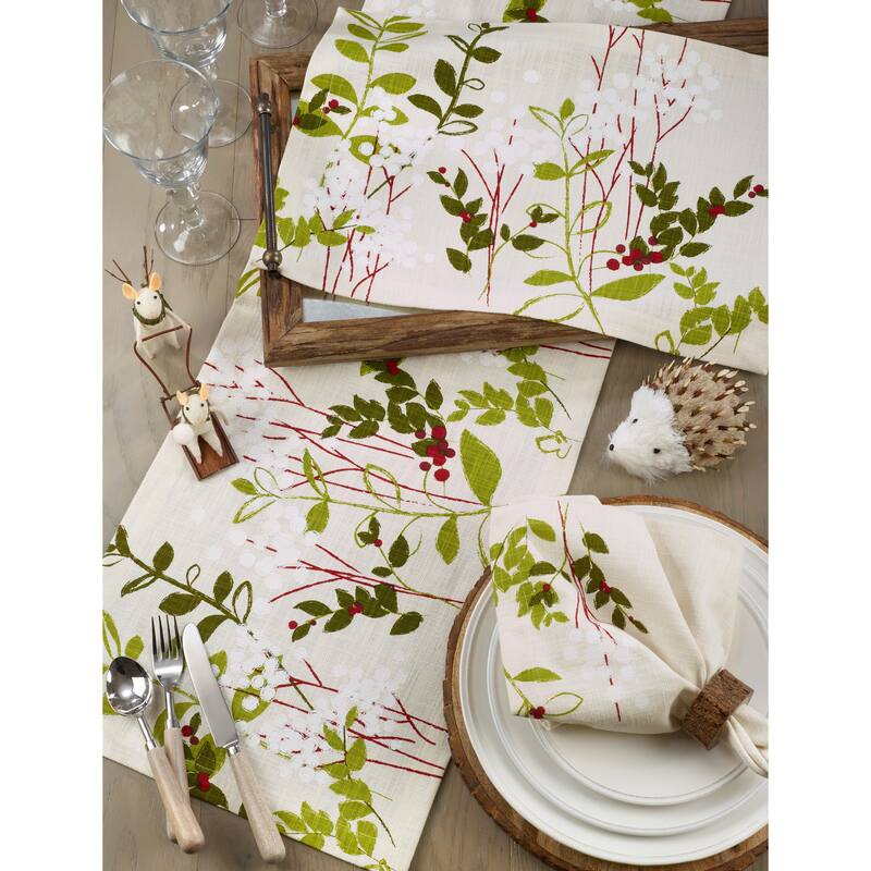 Botanical Print Holiday Table Runner
