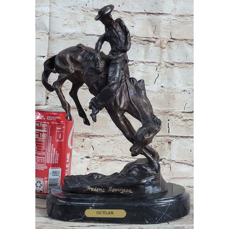 Outlaw By Frederic Remington Western Bronze Statue Sculpture Cowboy Horse 10 Inches X 9 Inches