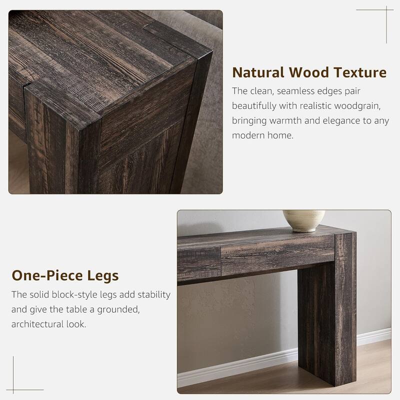 Modern Entryway Console Table, Thick Wood Sofa Table with Drawers