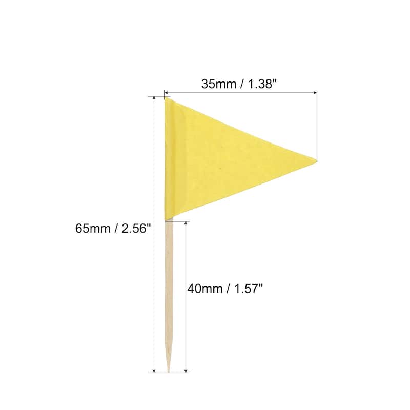 100 Pcs Flag Toothpicks Colored Cake Toppers Cocktail Markers - Yellow