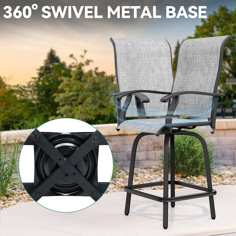 Outdoor Metal Swivel Counter-height Bar Stool Dining Chair Set of 2/4