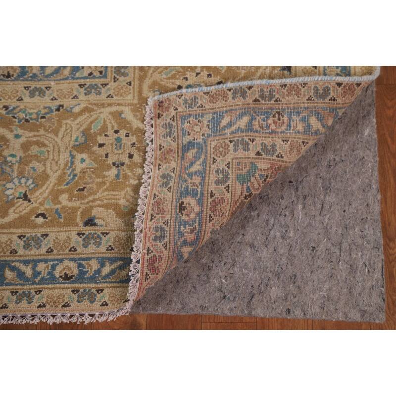 Hand Knotted Oriental 100% Wool Carpet Traditional Floral Beige & Ivories Kashan Area Rug - 13' 3'' X 9' 8''