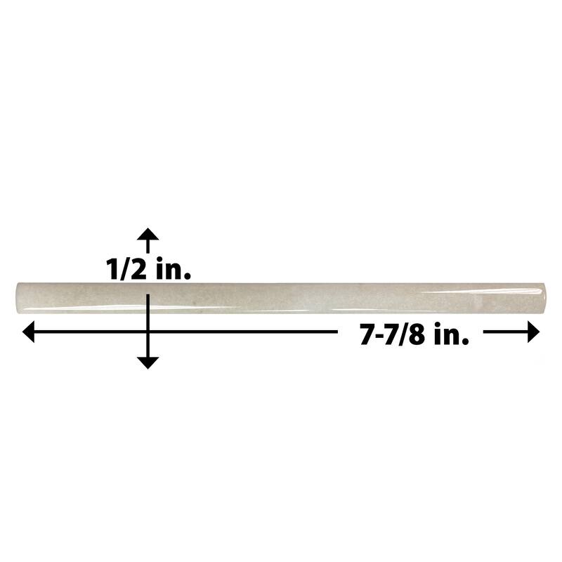 Merola Tile Coco Demi-Bullnose Glossy Canvas Beige 1/2" x 7-7/8" Ceramic Wall Trim - (1 Tile)