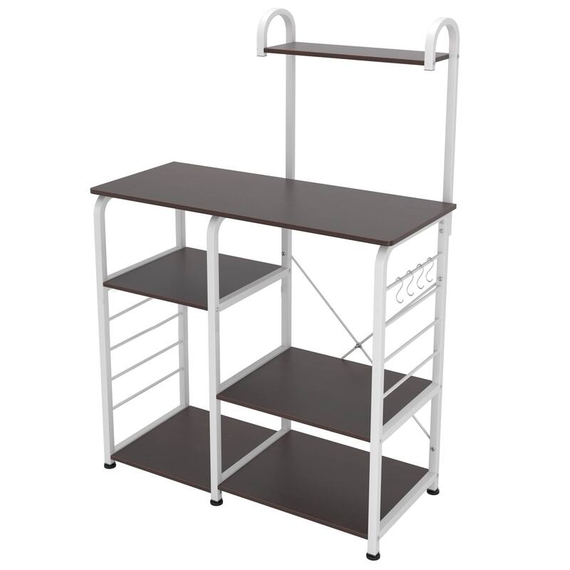4-Tier Kitchen Baker's Rack Utility Microwave Stand with 5 Hooks