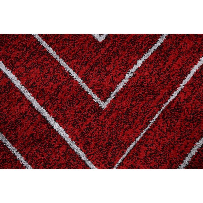 Red Chevron Style Transitional Oriental Turkish Rug Modern Carpet