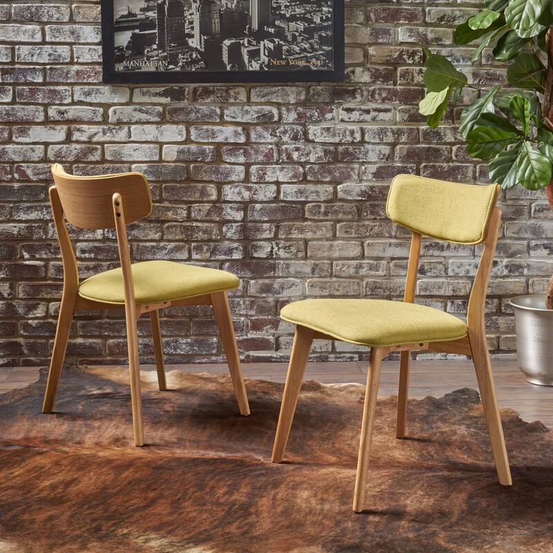 Chazz Mid Century Upholstered Dining Chairs (Set of 2) by Christopher Knight Home - Green Tea + Natural Oak