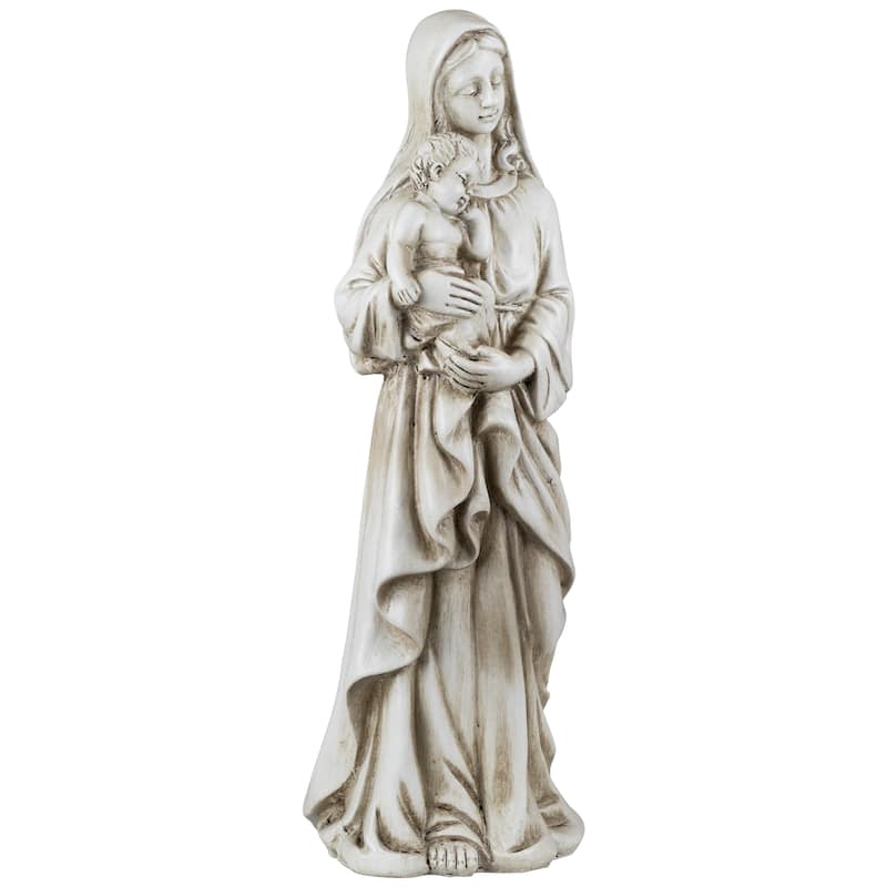 Standing Mary with Baby Jesus Statue - 14.5" - Beige