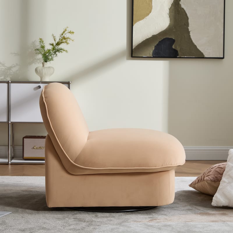 Pumpkin-Shaped Swivel Chair, 360-Degree Swivel Accent Chair for Living Room Bedroom Office