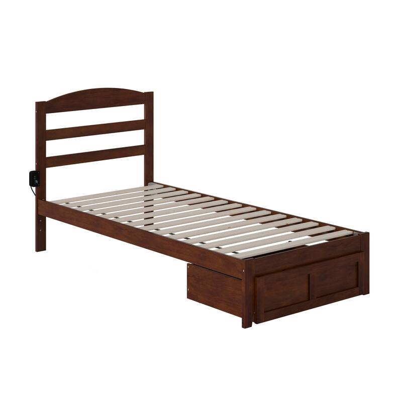 AFI Warren Platform Bed with Foot Drawer and Charging Station