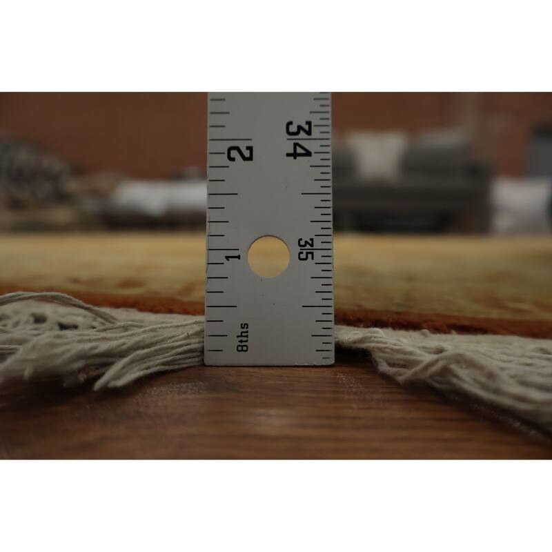 Hand Knotted Oriental 100% Wool Carpet Traditional All-Over Oranges & Rust Ziegler Area Rug - 5' 2'' X 5' 2''