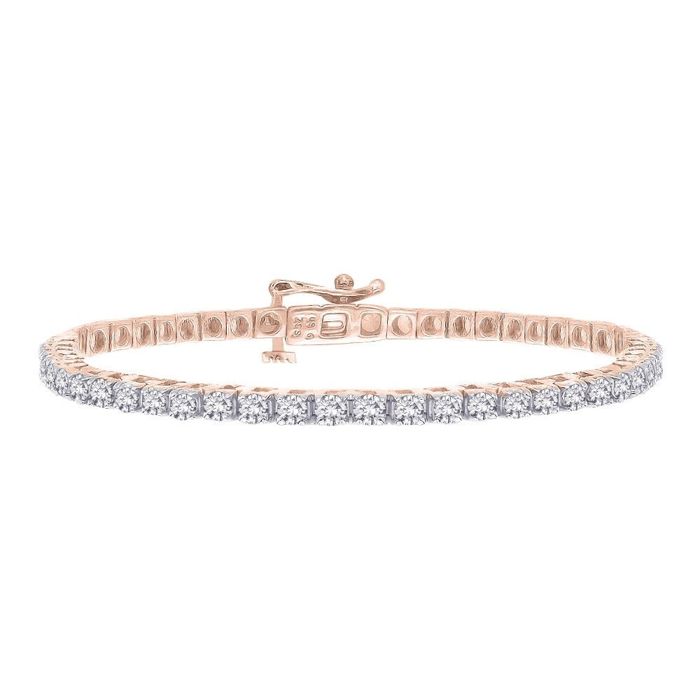 TriJewels Colored and Lab Grown Diamond 2.4mm Womens Station Bracelet 14K Rose Gold