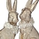 preview thumbnail 3 of 2, 7.5" Resin Bunny With Floral Collar Set of 2