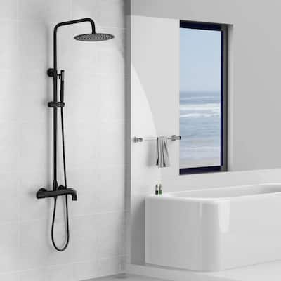 51"H Outdoor 9 Inch Round Rain Shower Set with Handheld Shower (Adjustable Slider)