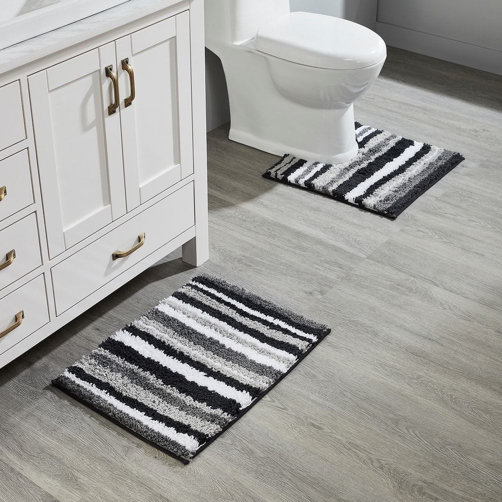 Better Trends Bath Rug 100% Polyester Super Absorbent Anti-Skid TPR Backing Bathroom Rug For Shower,Sink Mats Griffie Collection