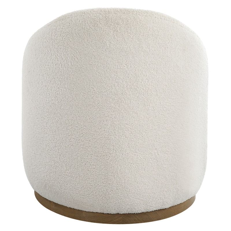 Upholstered Fluffy Swivel Pouf Ottoman - 24" - White and Brown