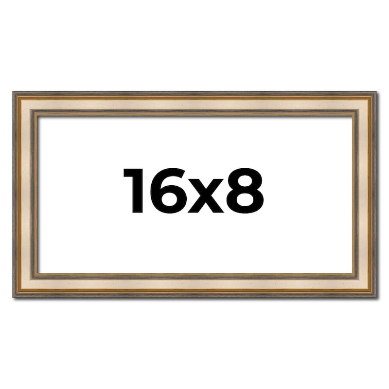 16x8 Frame Gold Solid Wood Shadow Box Width 1.5 Inches | Interior Frame Depth 2 3/8 Inches