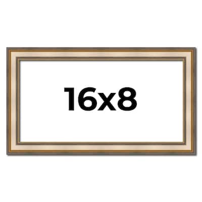 16x8 Frame Gold Solid Wood Shadow Box Width 1.5 Inches | Interior Frame Depth 2 3/8 Inches