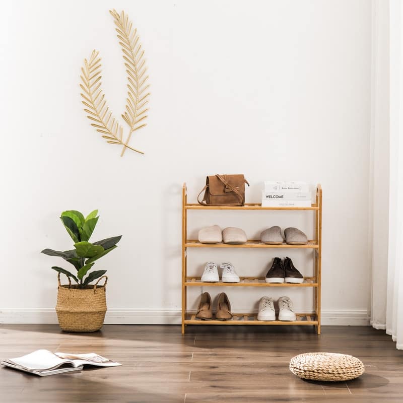 4-tier Natural Finish Bamboo Shoe Rack