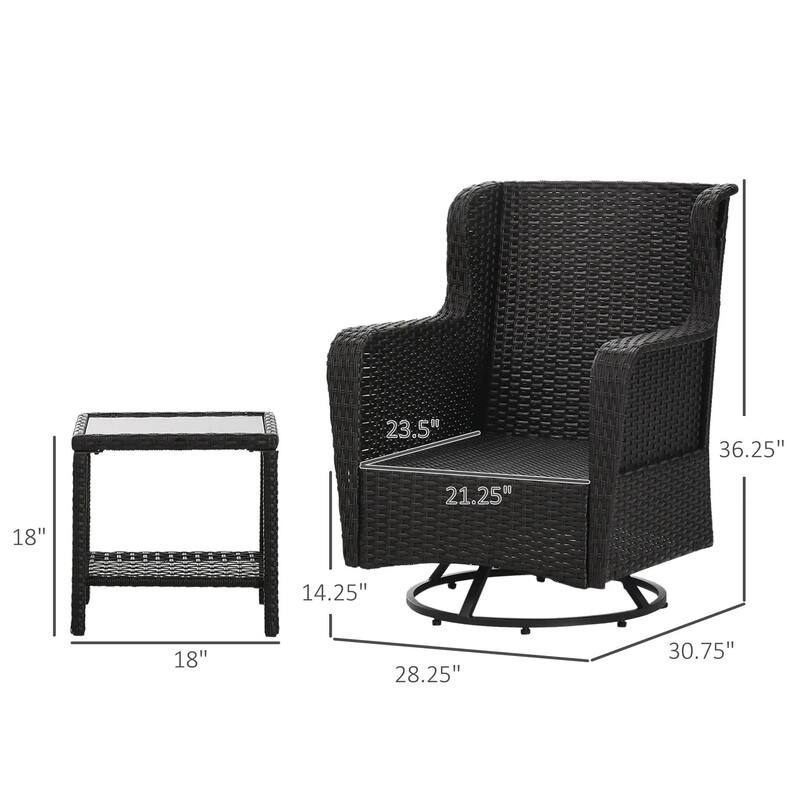 360° Rotation, Rocking Patio Bistro Set, Outdoor Porch Furniture