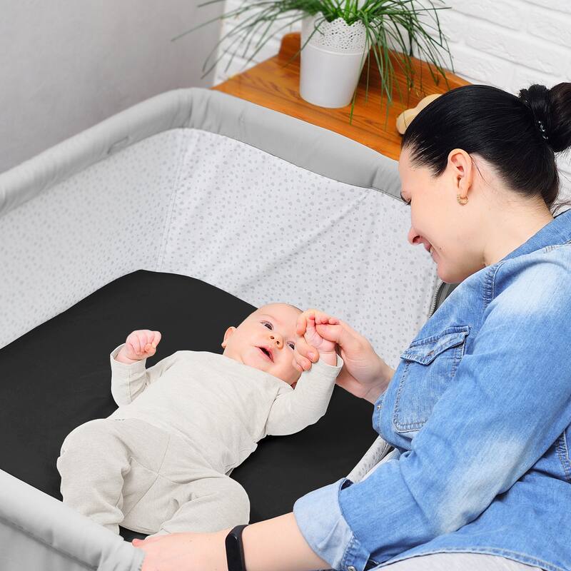 Sweet Jojo Designs Black/White Gingham Checkered Plaid Boy, Girl Unisex/Gender Neutral 2 Pack Baby Bassinet Fitted Sheets -Retro