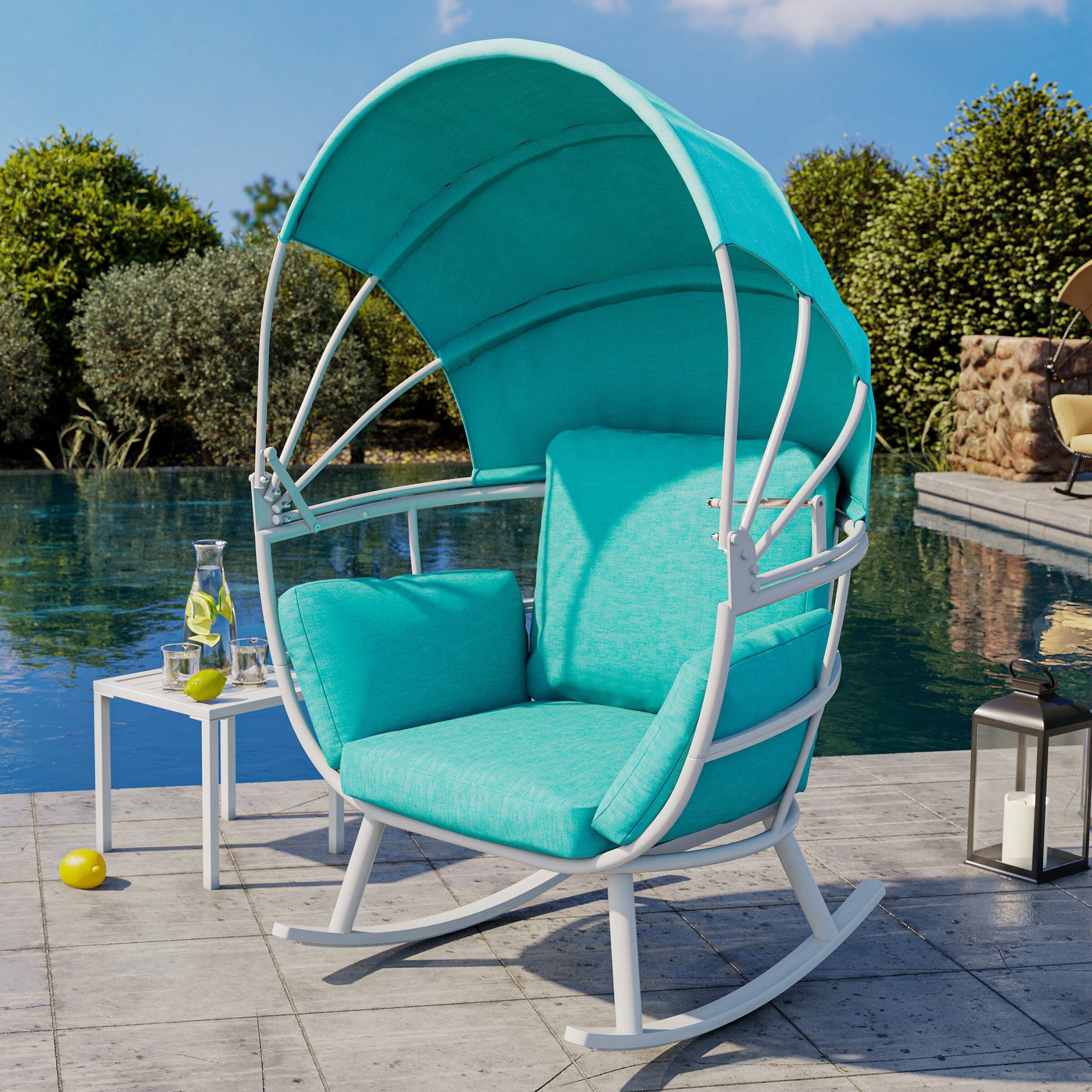 Foldable rocking hotsell chair with canopy