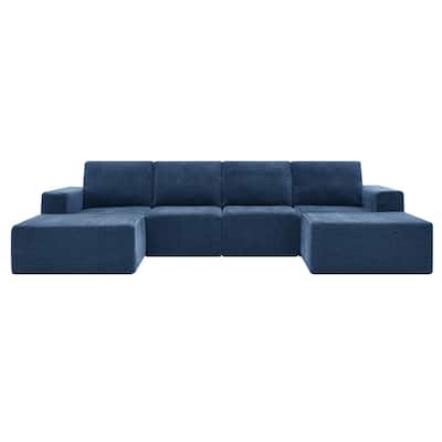 6PCS Modular U Shaped Sectional Sofa w2 Ottoman,No Assembly Required